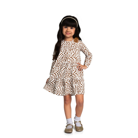 Tan & White Leopard Print Dress