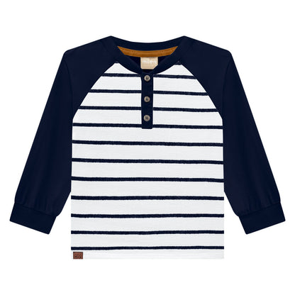 Boys Navy & White Striped Top