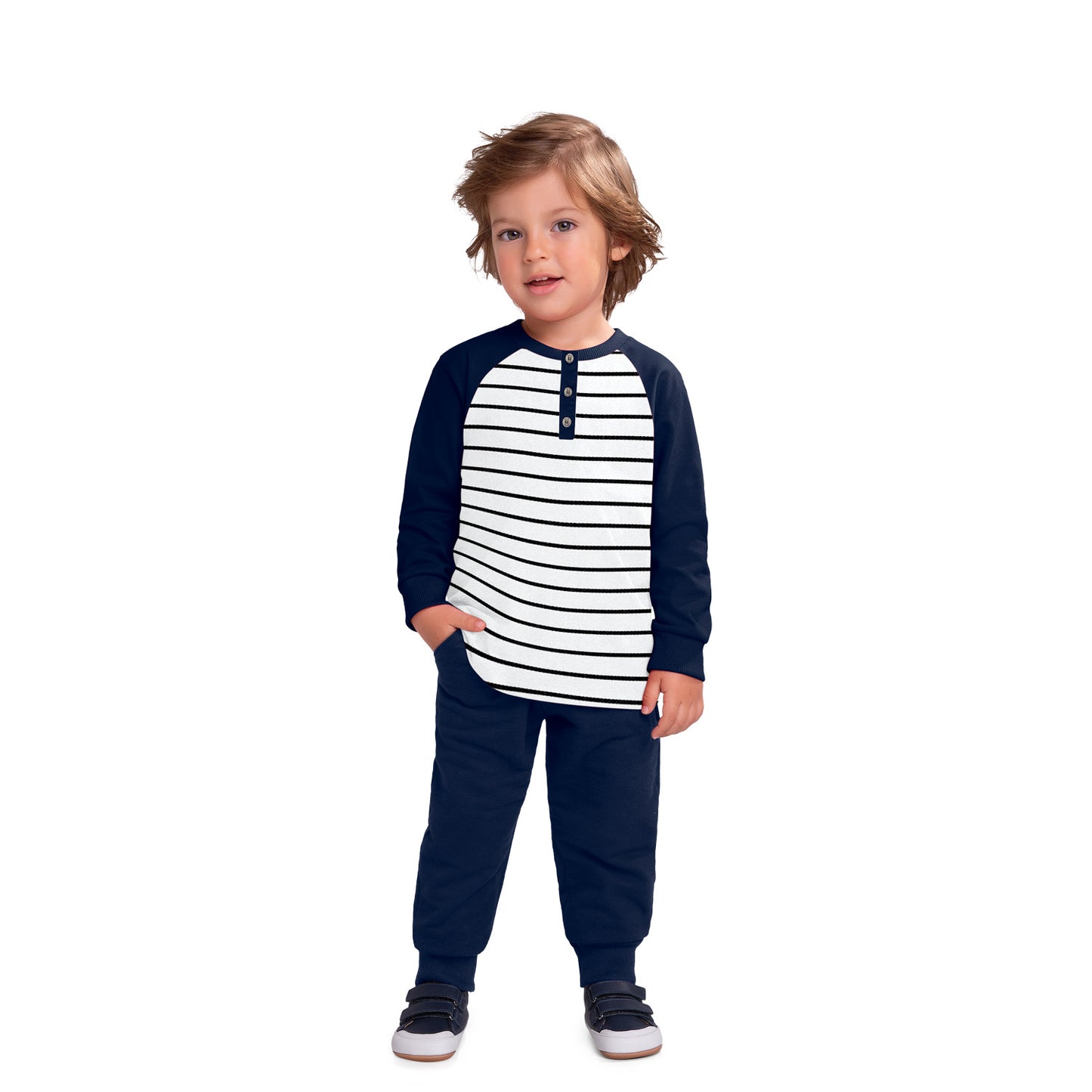 Boys Navy & White Striped Top
