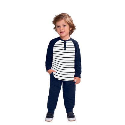 Boys Navy & White Striped Top