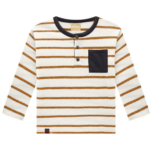 Boys Brown & Cream Striped Shirt