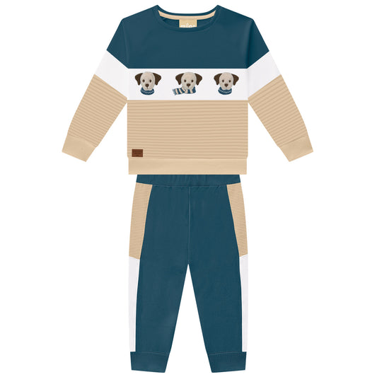Color Block Dog Sweatshirt Set