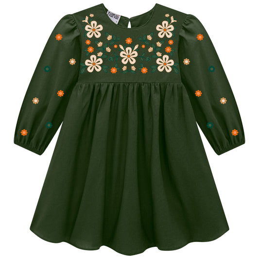 Green Floral Embroidered Dress