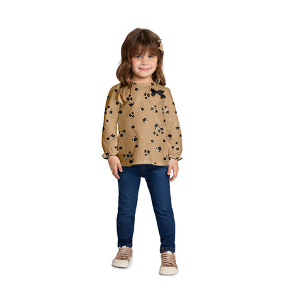 Girls Tan Floral Tee Top