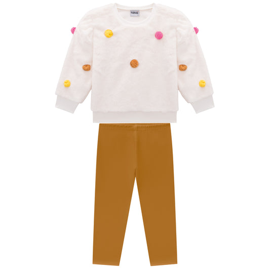 Fluffy Pom-Pom Sweatshirt w/ Leggings