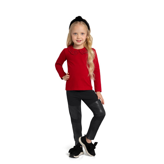 Girls Black Leggings w/ Stitching