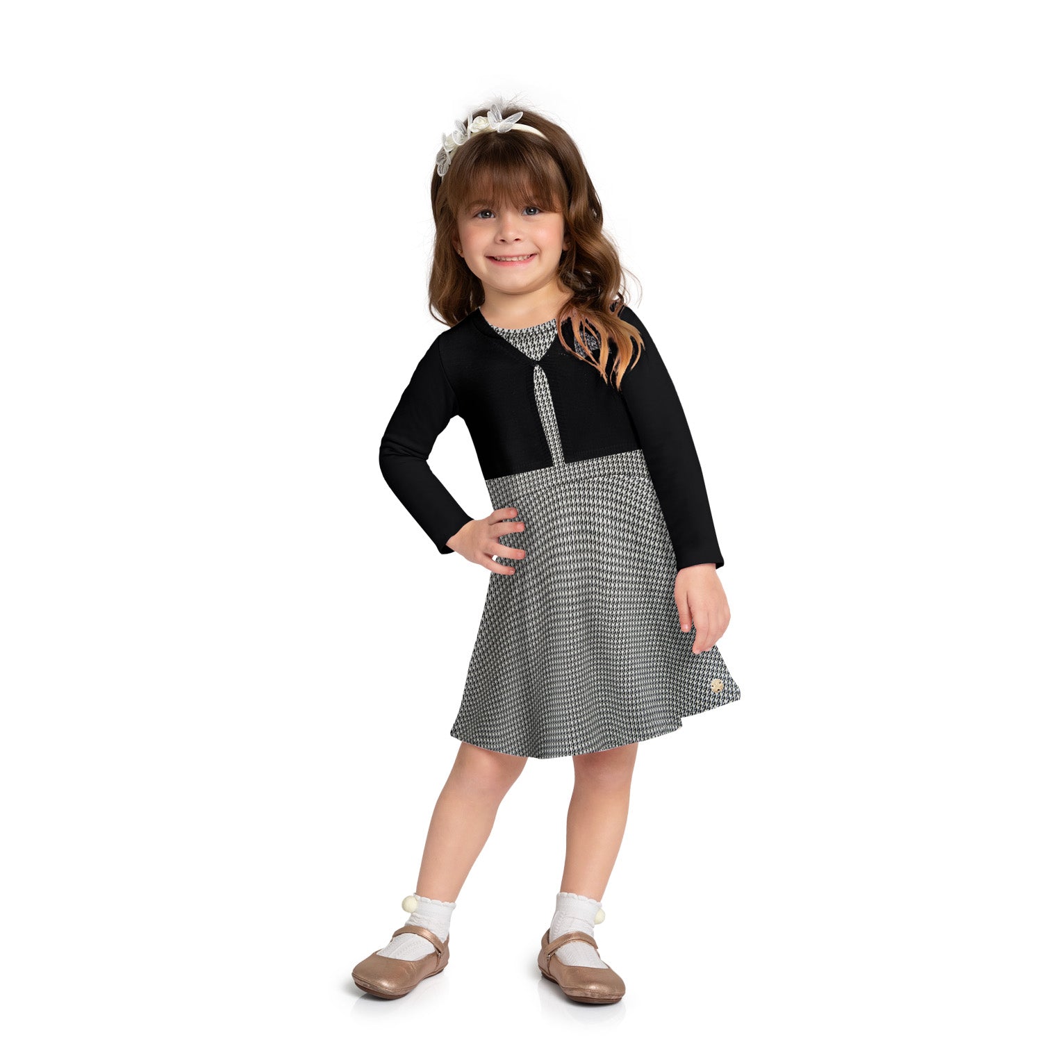 Black & White Houndstooth Pattern Dress Whimsy Boutique Black & White Houndstooth Pattern Dress Whimsy Boutique