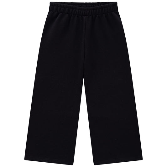 Girls Black Wide-Leg Sweatpants