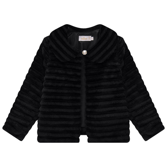 Girls Fluffy Black Coat