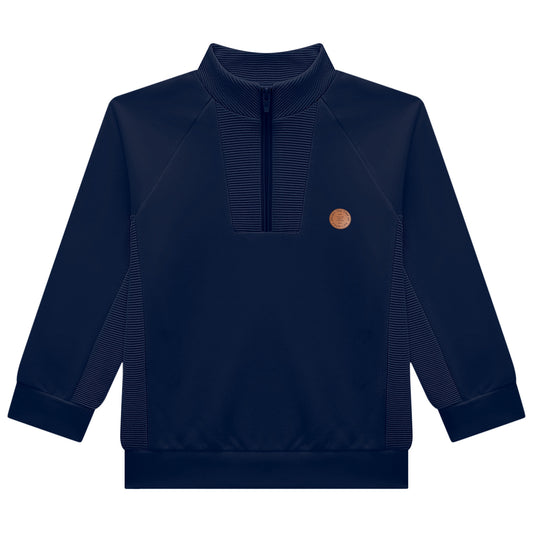 Boys Navy Blue Textured Sweatshirt