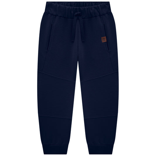Boys Navy Blue Textured Sweatpants