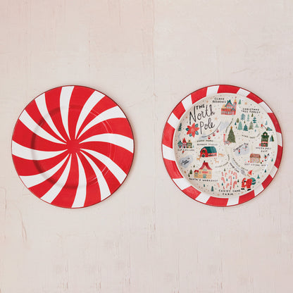 11" Round Stoneware Plate with North Pole Scene