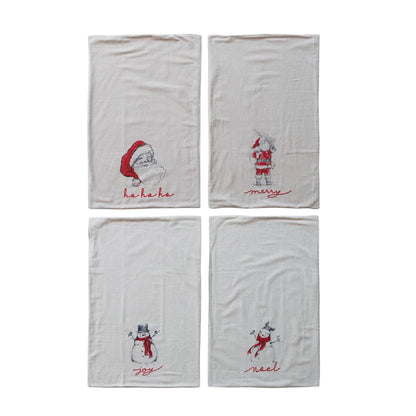 Snowman or Santa Cotton Tea Towel
