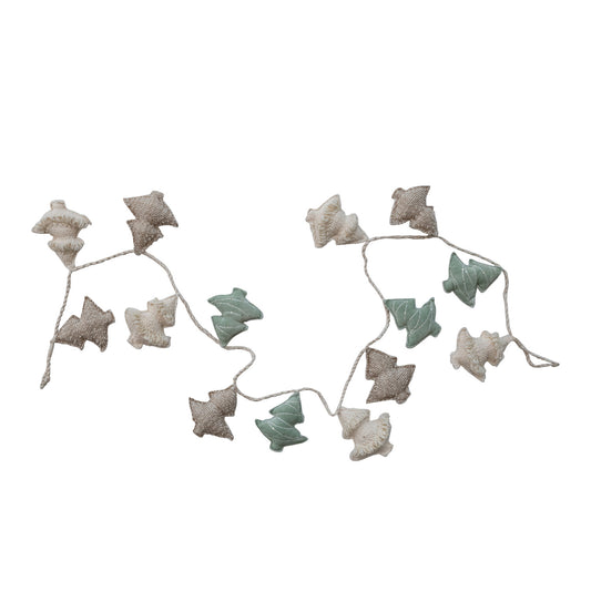Woven & Jute Tree Garland with Embroidery, Sequins & Cord