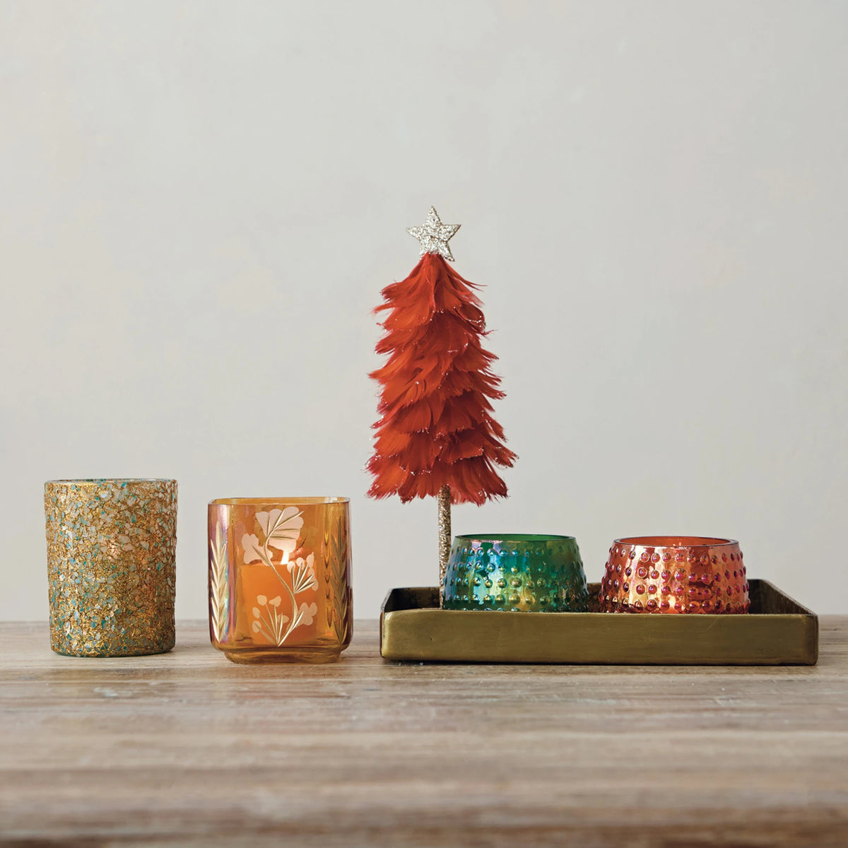 Recycled Glass Hobnail Tealight/Votive Holder, 2 Colors