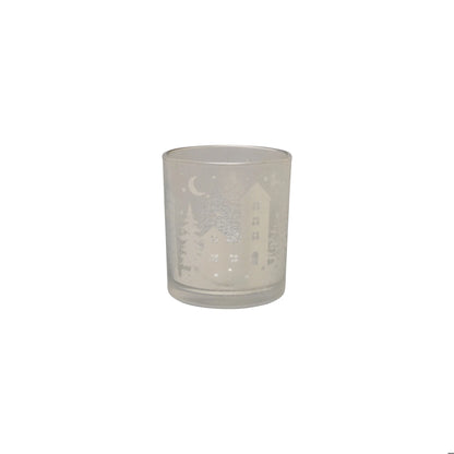 Mercury Glass Tealight/Votive Holder with Laser Etched Scene