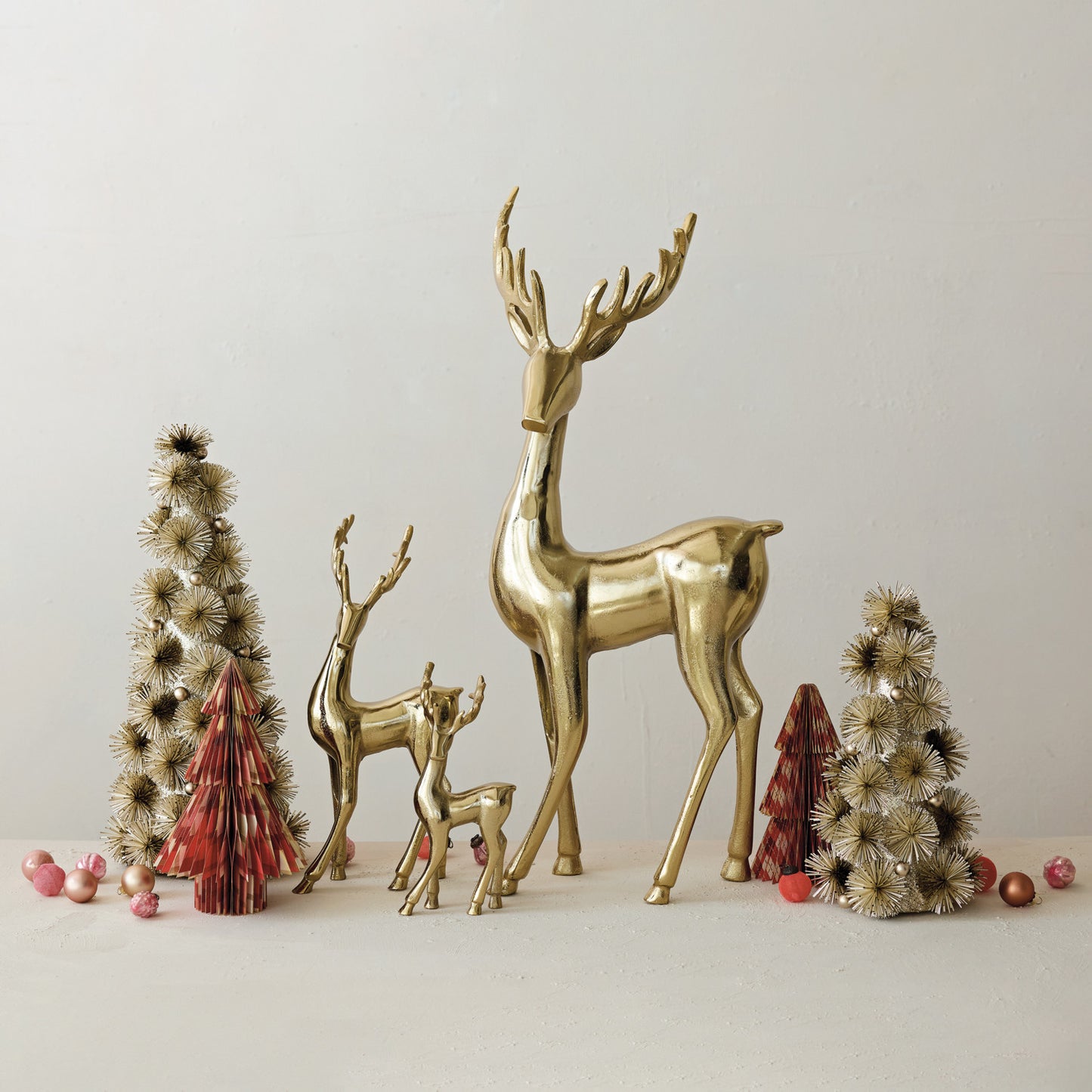 Cast Aluminum Deer, Gold Finish