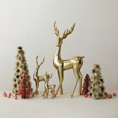 Cast Aluminum Deer, Gold Finish