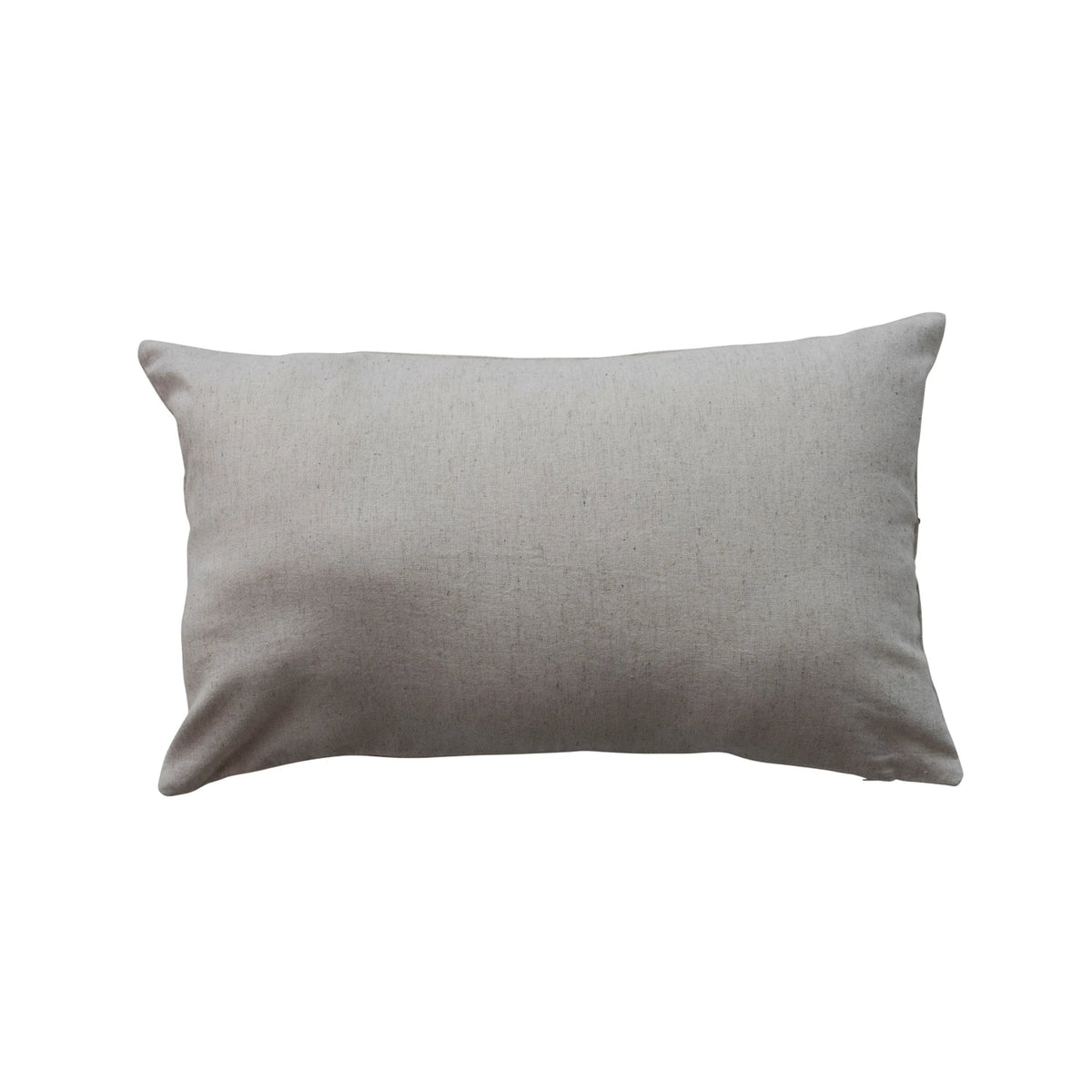 Cotton & Linen Lumbar Pillow with Embroidered "Merry Christmas",