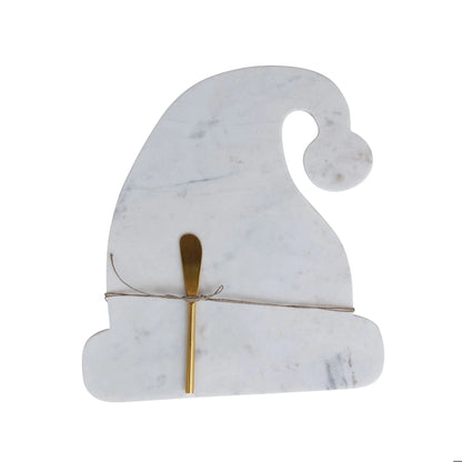 Marble Santa Hat Shaped Cheese/Serving Board with Canape Knife