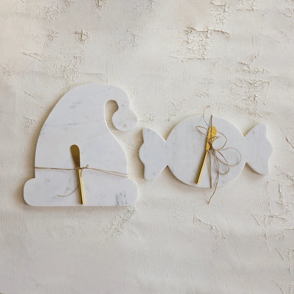 Marble Santa Hat Shaped Cheese/Serving Board with Canape Knife