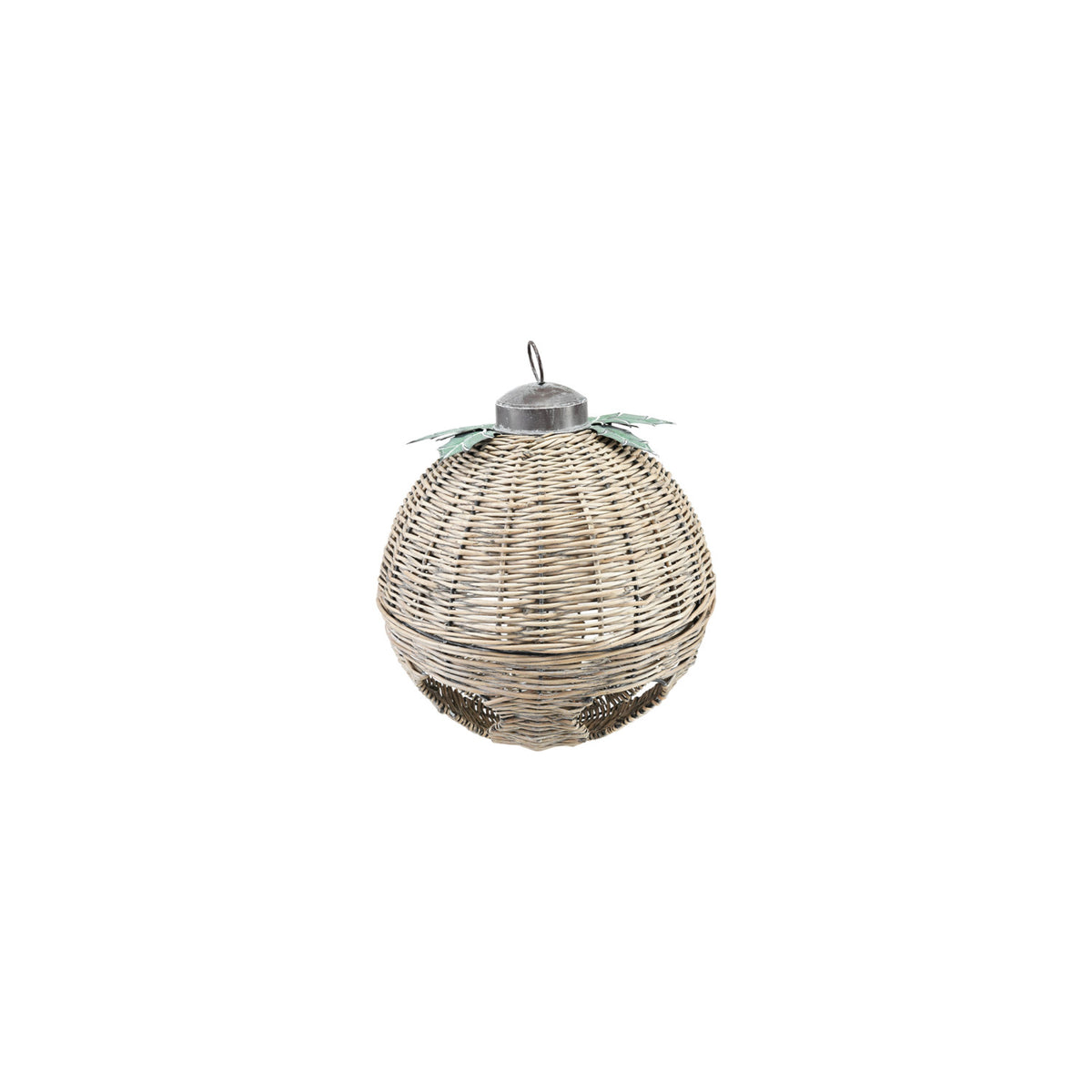 Oversized Hand-Woven Rattan Bell with Metal Leaves, Natural, KD