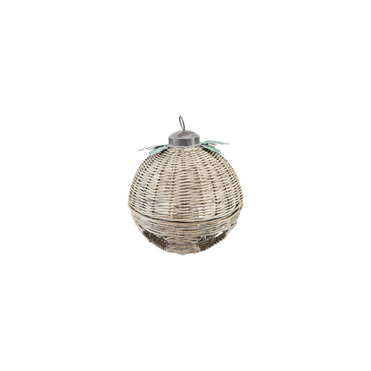 Oversized Hand-Woven Rattan Bell with Metal Leaves, Natural, KD