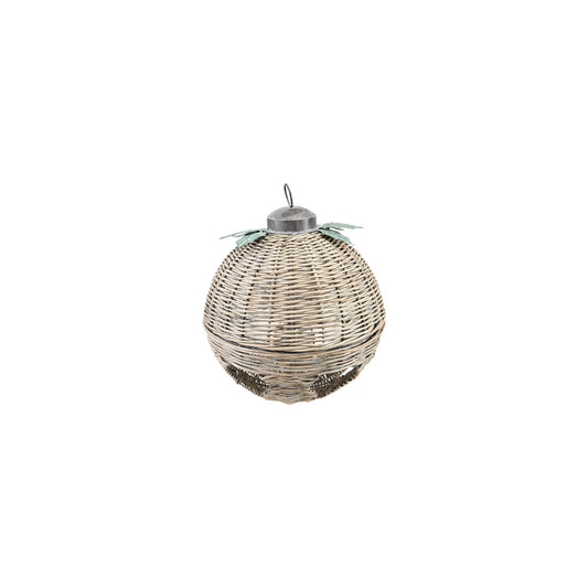 Oversized Hand-Woven Rattan Bell with Metal Leaves, Natural, KD