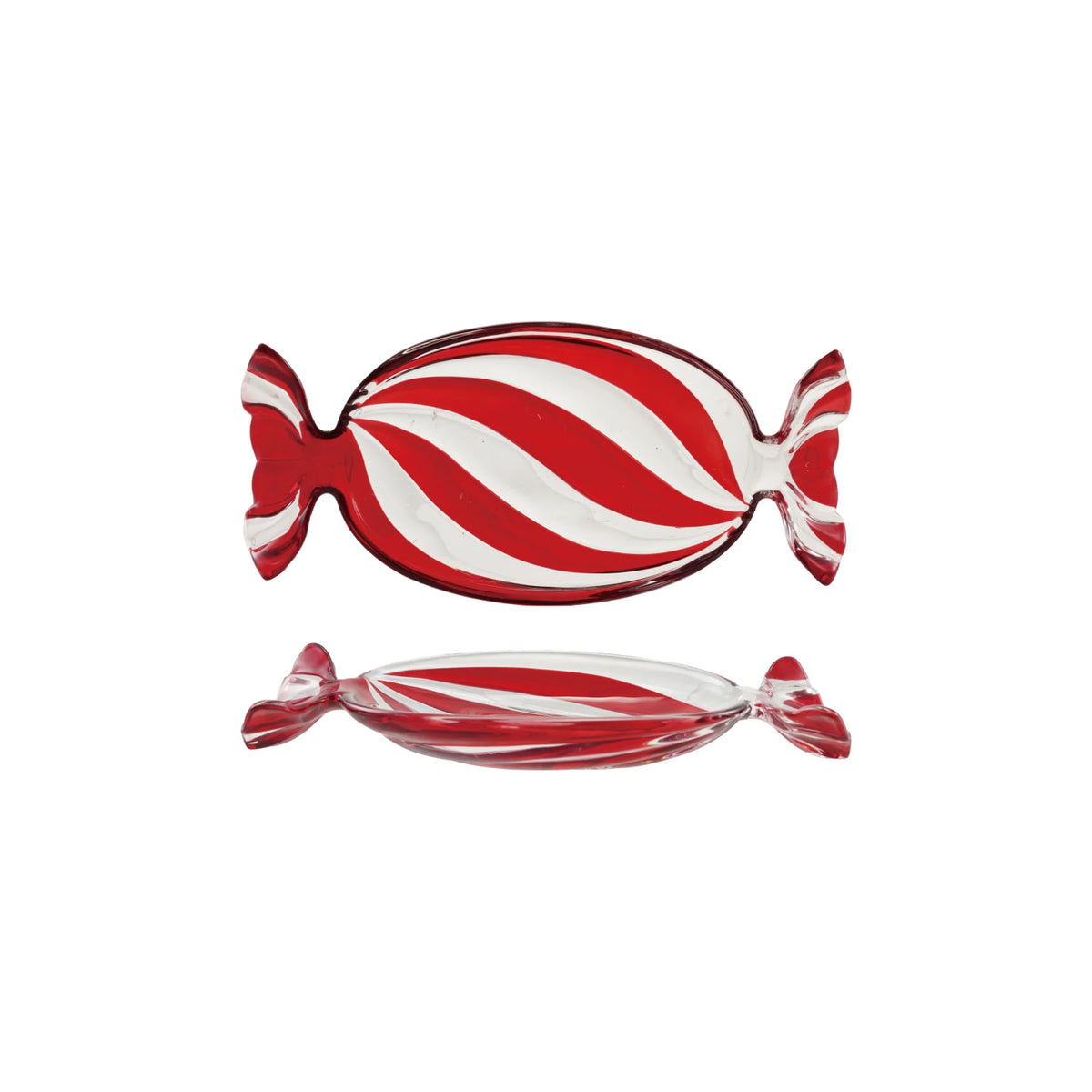 Glass Candy Shaped Dish with Stripes