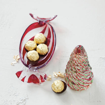 Glass Candy Shaped Dish with Stripes