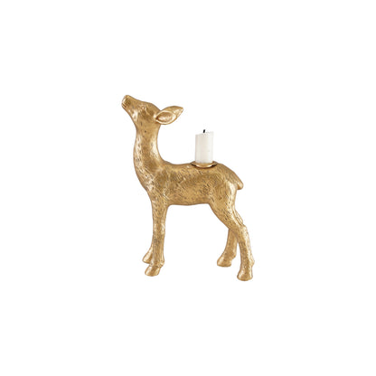 Resin Deer Shaped Taper Holder, Antique Gold Finish