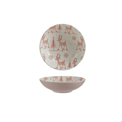 Bowl with Reindeer, Trees & Snowflakes Pattern