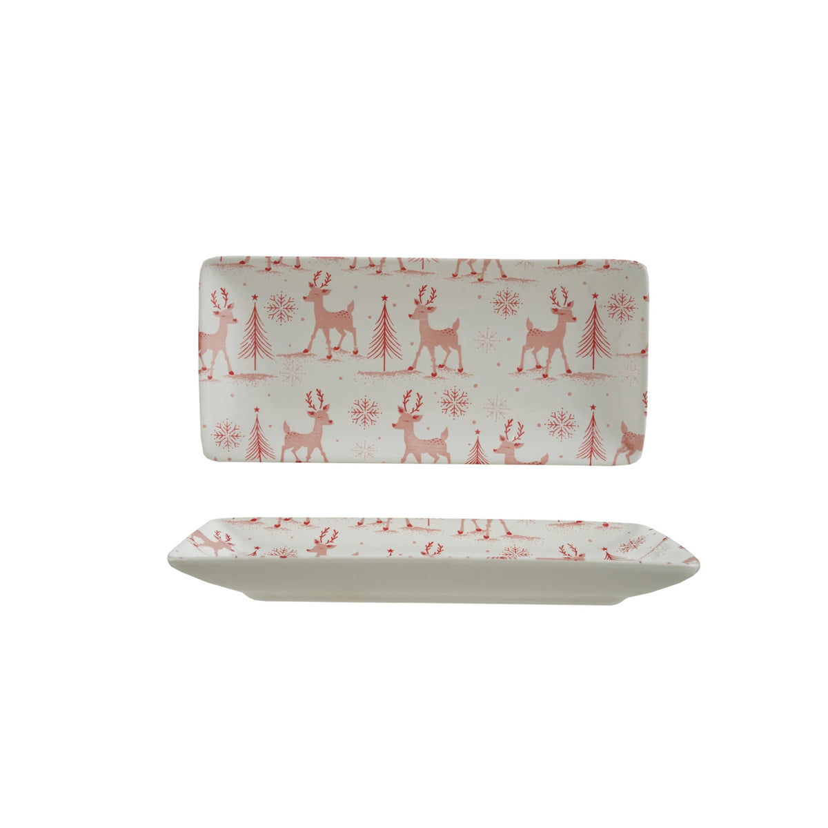 Platter with Reindeer, Trees & Snowflakes Pattern