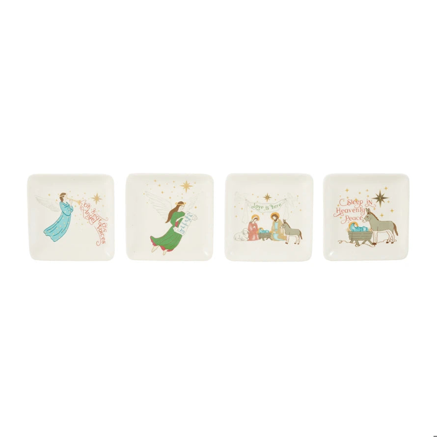 Stoneware Dish with Holiday Figure, 4 Styles