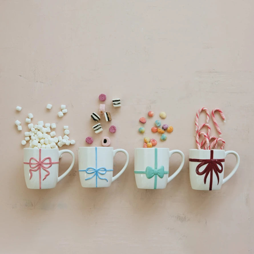 12 oz. Stoneware Mug with Embossed Bow