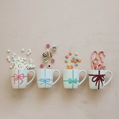 12 oz. Stoneware Mug with Embossed Bow