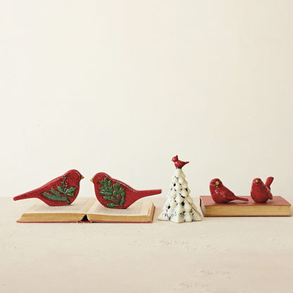 Hand-Painted Embossed Ceramic Bird, Red & Yellow, 2 Styles